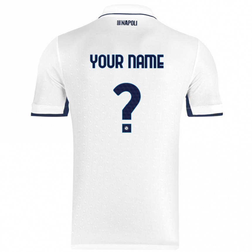 Kids Football Your Name #0 White Royal Blue Away Jersey 2024/25 T-Shirt Za