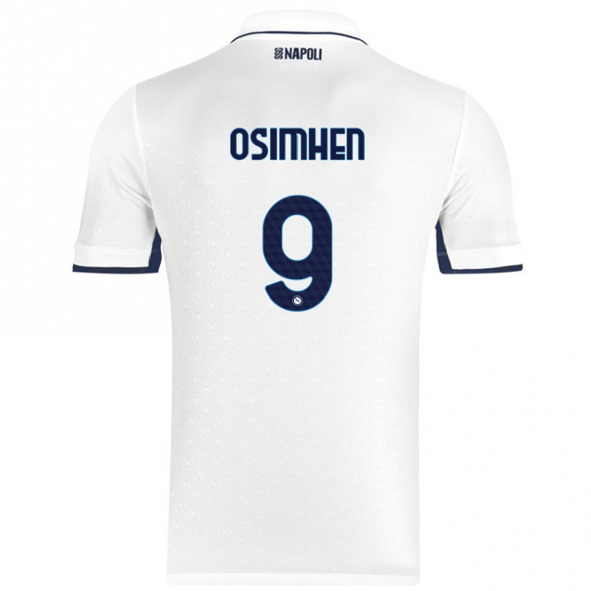 Kids Football Victor Osimhen #9 White Royal Blue Away Jersey 2024/25 T-Shirt Za