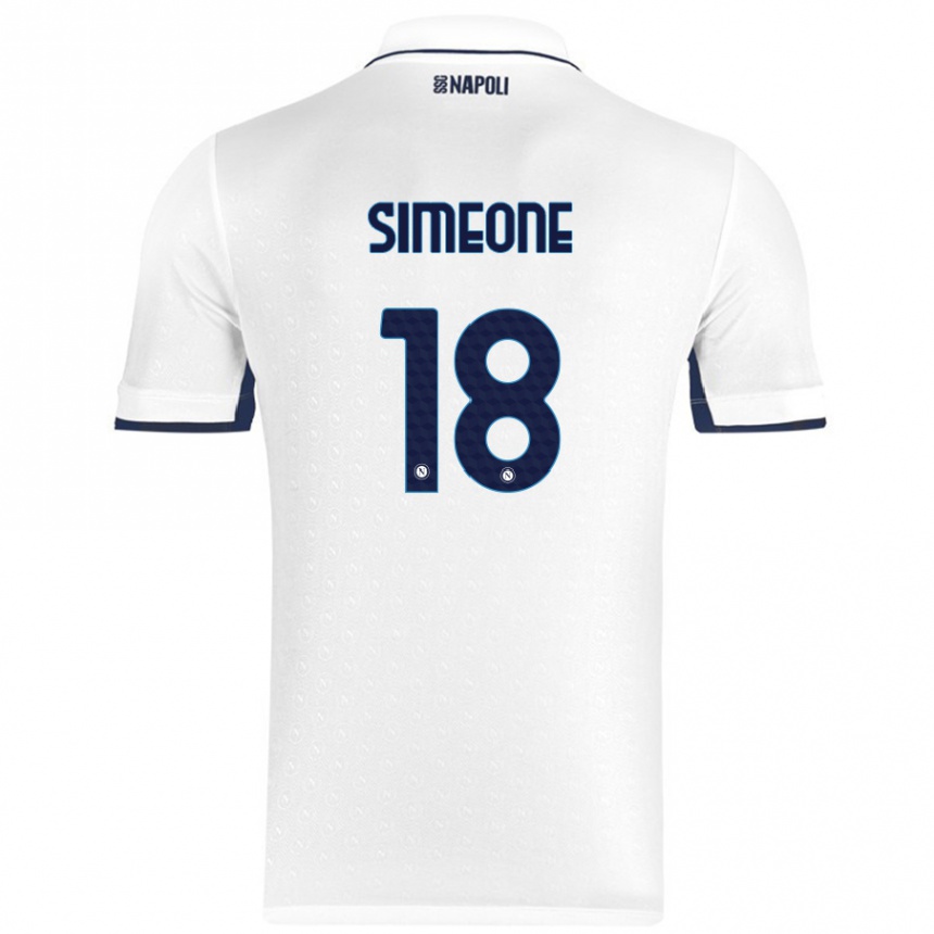 Kids Football Giovanni Simeone #18 White Royal Blue Away Jersey 2024/25 T-Shirt Za