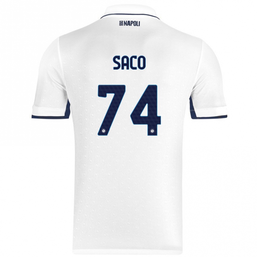 Kids Football Coli Saco #74 White Royal Blue Away Jersey 2024/25 T-Shirt Za