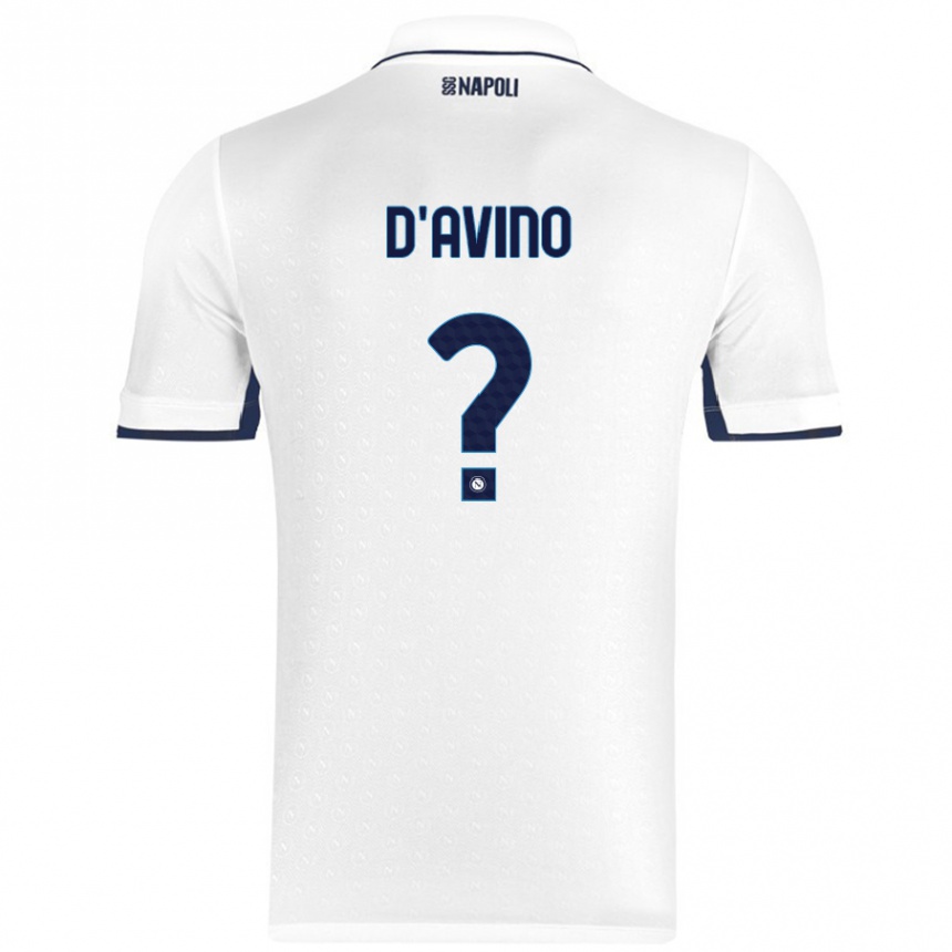 Kids Football Luigi D'avino #0 White Royal Blue Away Jersey 2024/25 T-Shirt Za