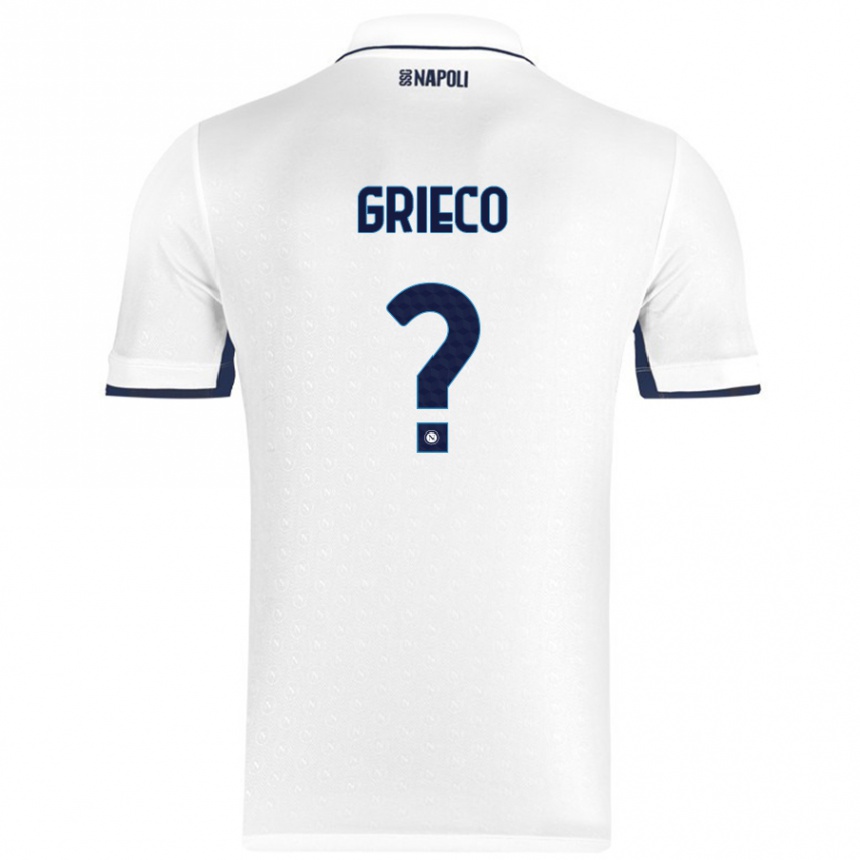 Kids Football Alessandro Grieco #0 White Royal Blue Away Jersey 2024/25 T-Shirt Za