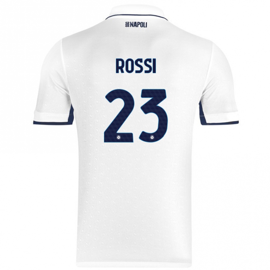 Kids Football Leonardo Rossi #23 White Royal Blue Away Jersey 2024/25 T-Shirt Za