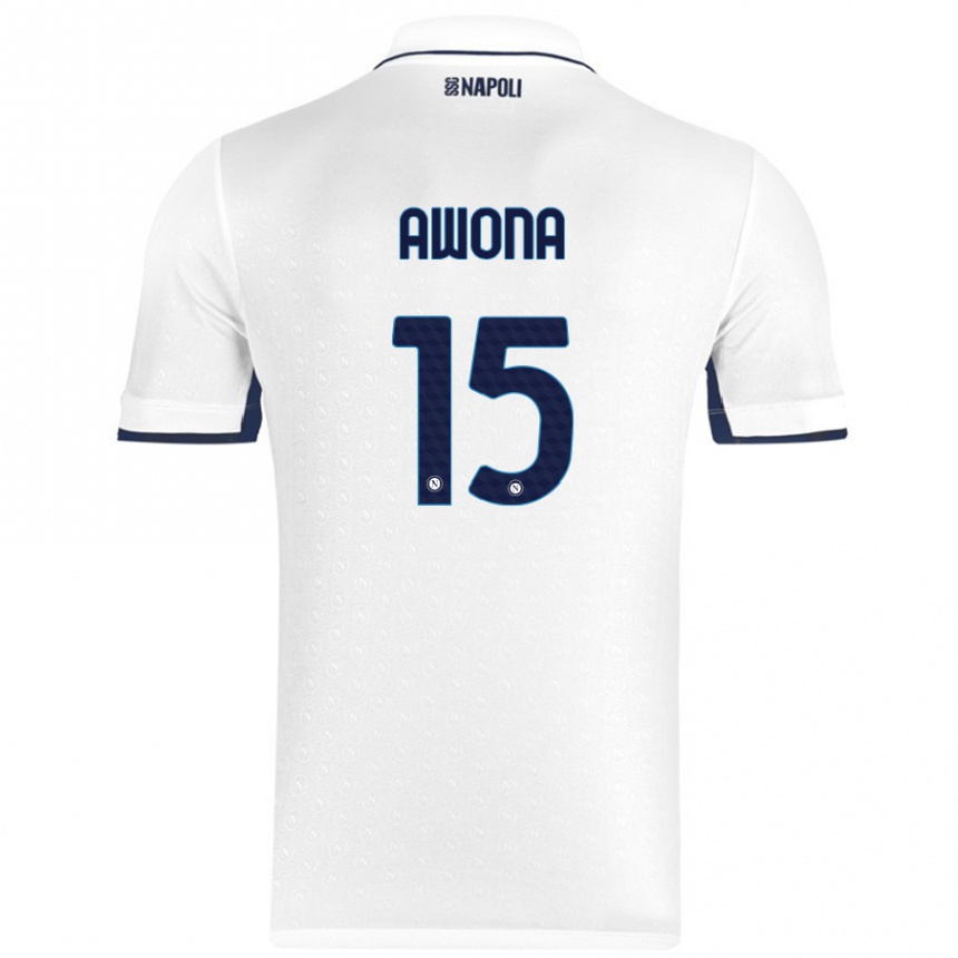 Kids Football Aurelle Awona #15 White Royal Blue Away Jersey 2024/25 T-Shirt Za