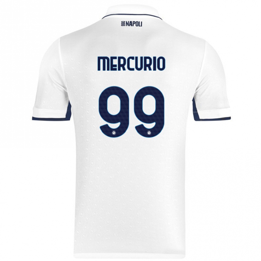 Kids Football Giovanni Mercurio #99 White Royal Blue Away Jersey 2024/25 T-Shirt Za