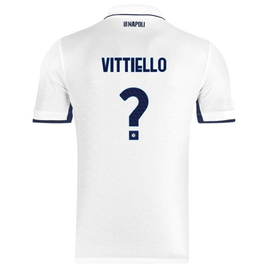 Kids Football Antonio Vittiello #0 White Royal Blue Away Jersey 2024/25 T-Shirt Za