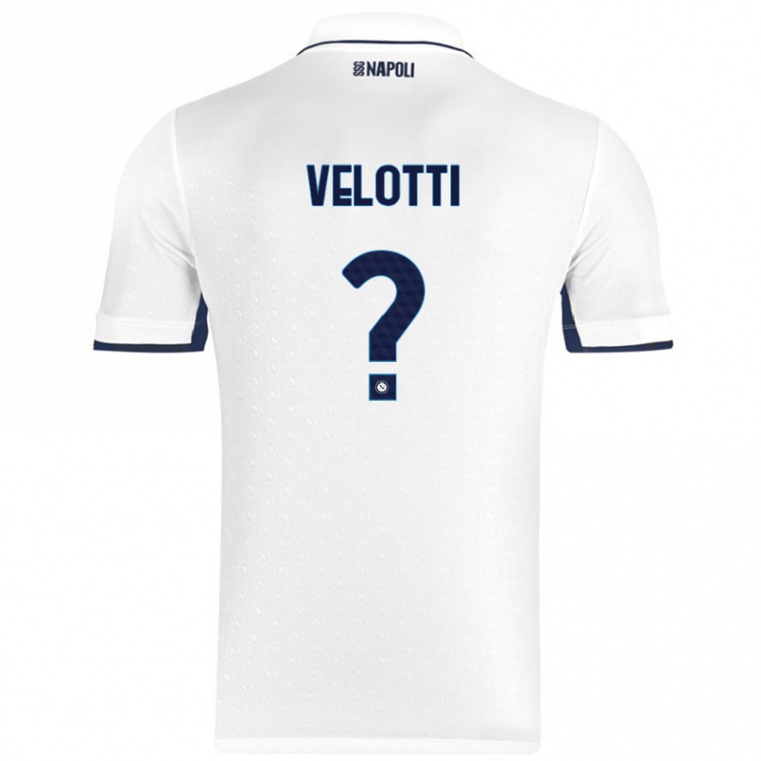 Kids Football Christian Velotti #0 White Royal Blue Away Jersey 2024/25 T-Shirt Za