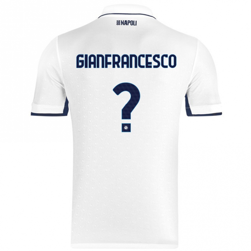 Kids Football Sergio Gianfrancesco #0 White Royal Blue Away Jersey 2024/25 T-Shirt Za