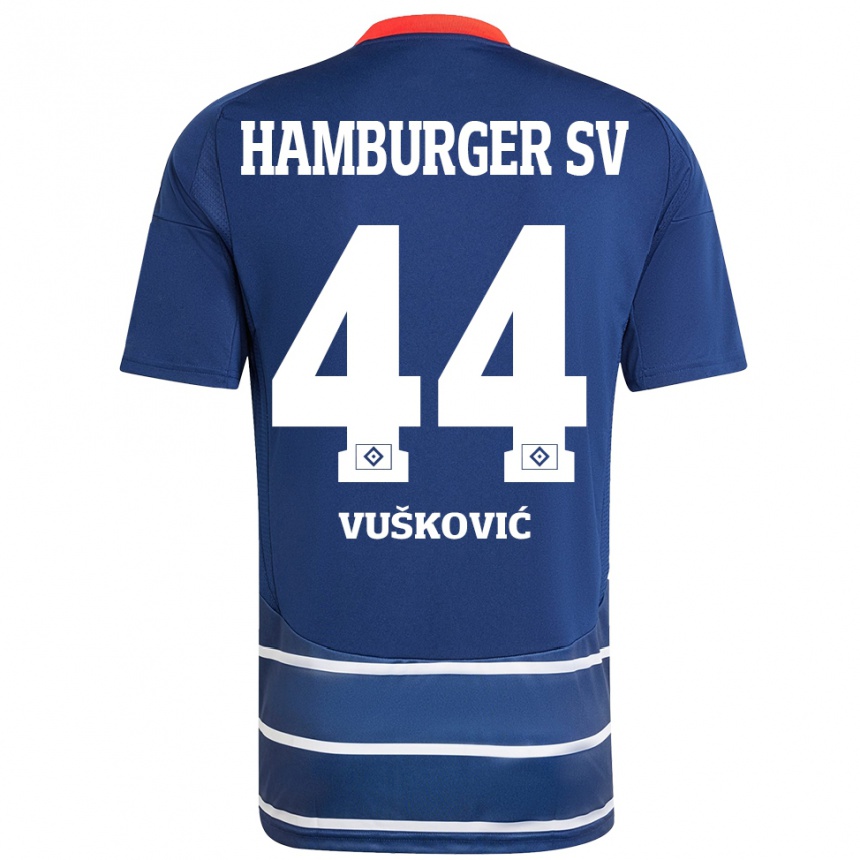 Kids Football Mario Vuskovic #44 Dark Blue Away Jersey 2024/25 T-Shirt Za