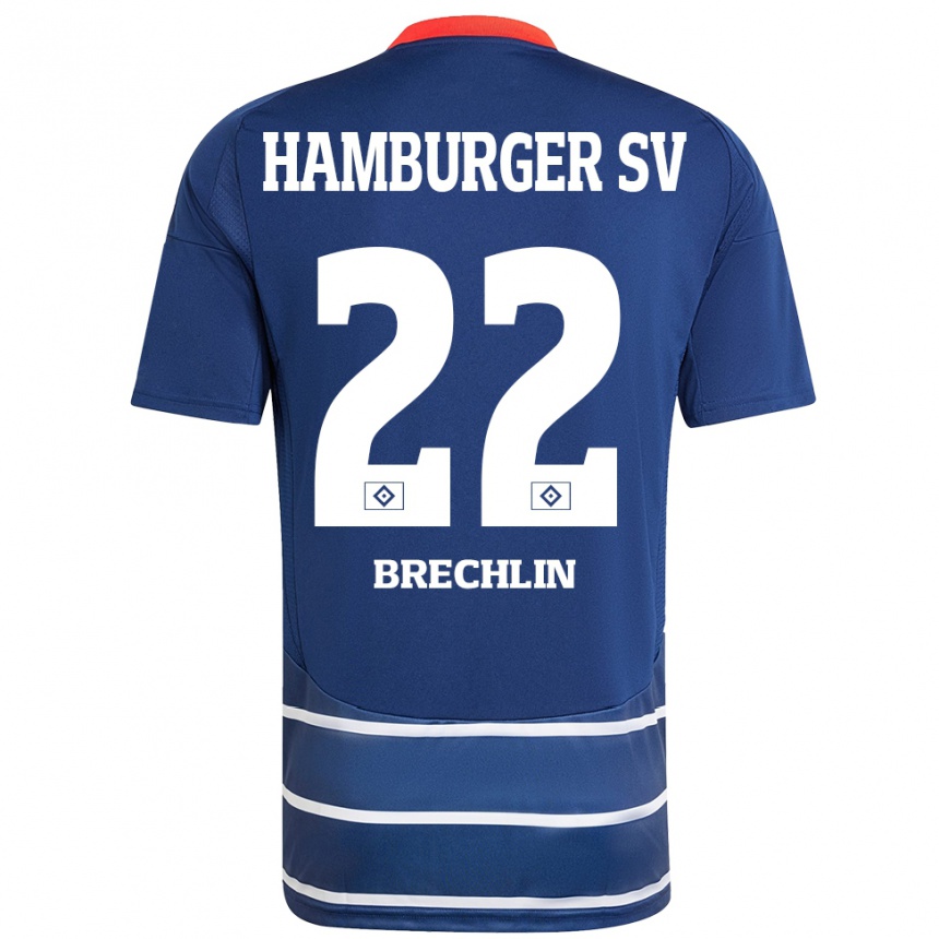 Kids Football Bjarne Brechlin #22 Dark Blue Away Jersey 2024/25 T-Shirt Za