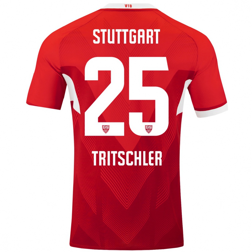 Kids Football David Tritschler #25 Red White Away Jersey 2024/25 T-Shirt Za