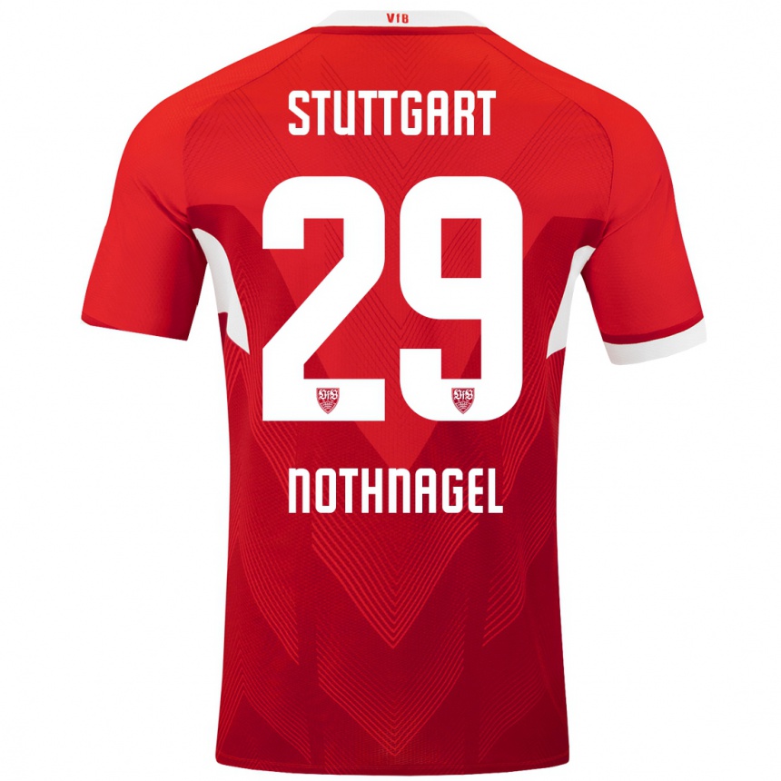 Kids Football Dominik Nothnagel #29 Red White Away Jersey 2024/25 T-Shirt Za