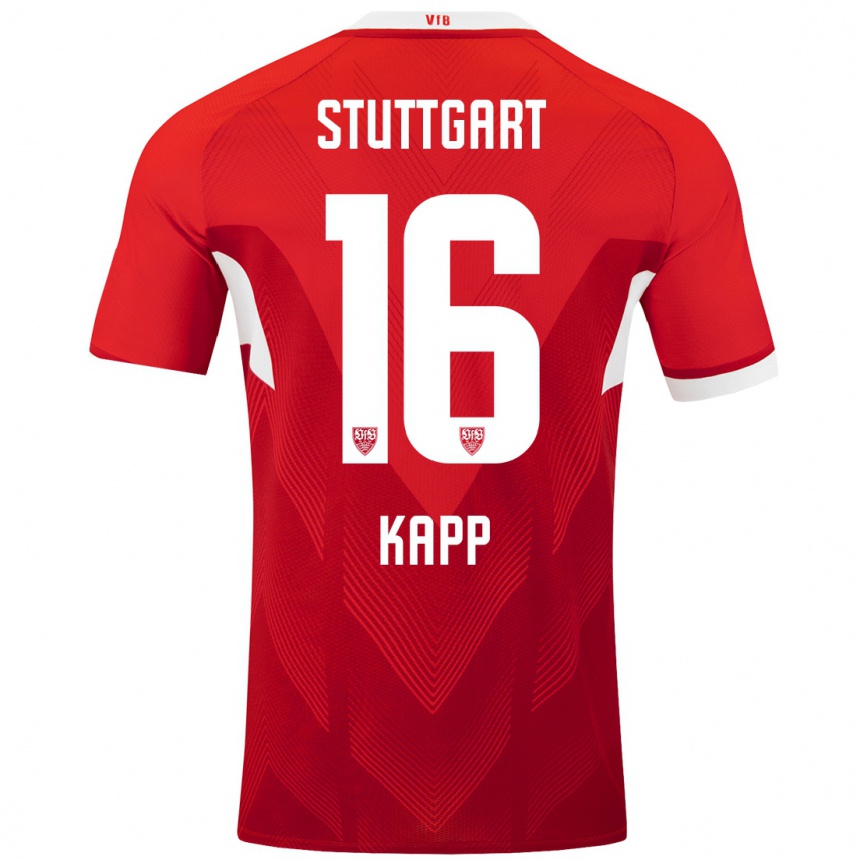 Kids Football Patrick Kapp #16 Red White Away Jersey 2024/25 T-Shirt Za