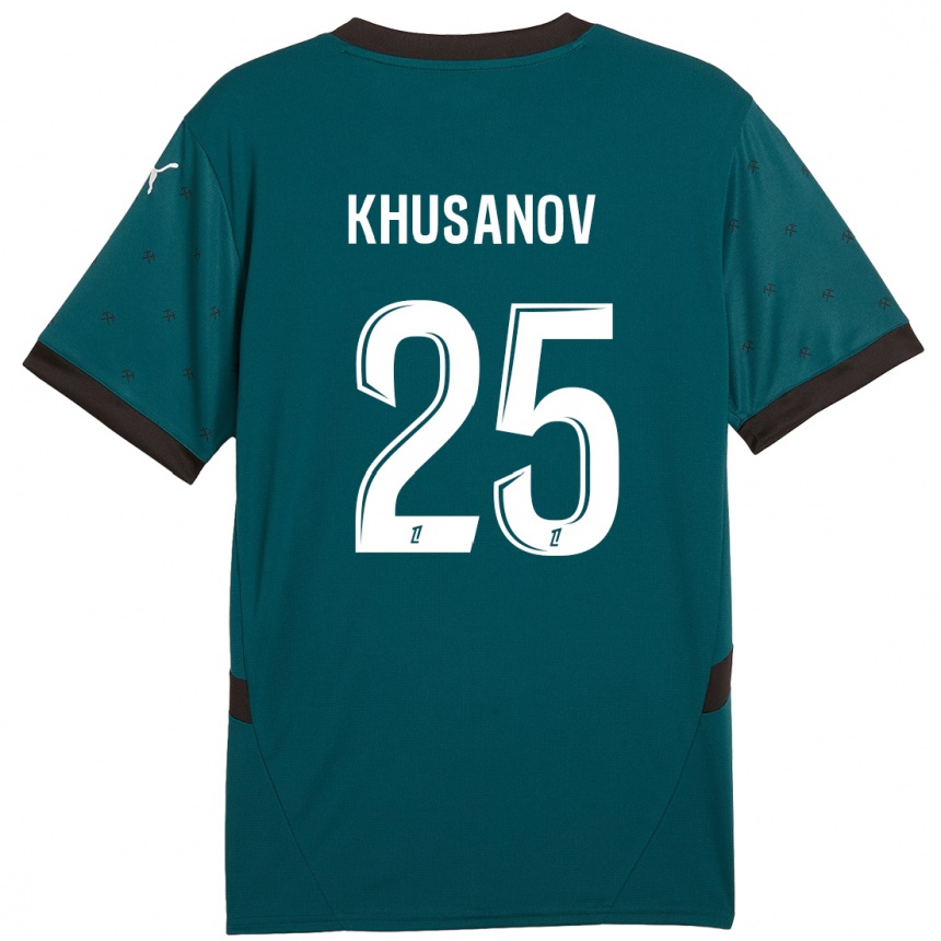 Kids Football Abdukodir Khusanov #25 Dark Green Away Jersey 2024/25 T-Shirt Za