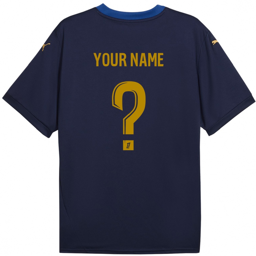 Kids Football Your Name #0 Navy Gold Away Jersey 2024/25 T-Shirt Za