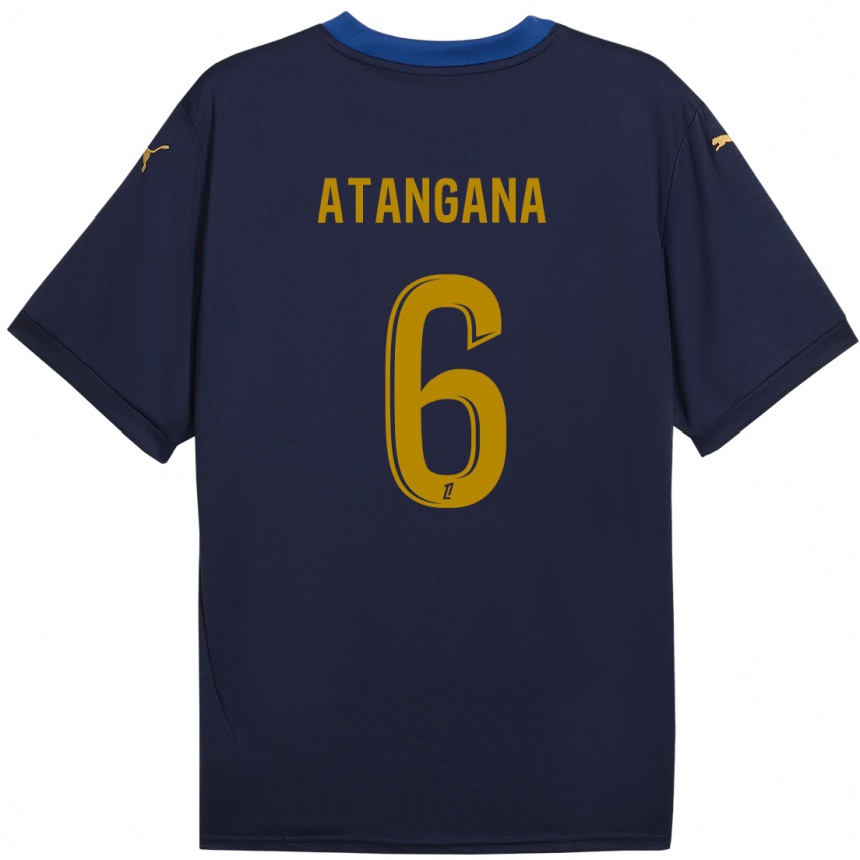 Kids Football Valentin Atangana Edoa #6 Navy Gold Away Jersey 2024/25 T-Shirt Za