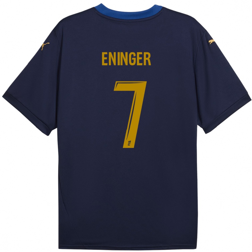 Kids Football Thelma Eninger #7 Navy Gold Away Jersey 2024/25 T-Shirt Za