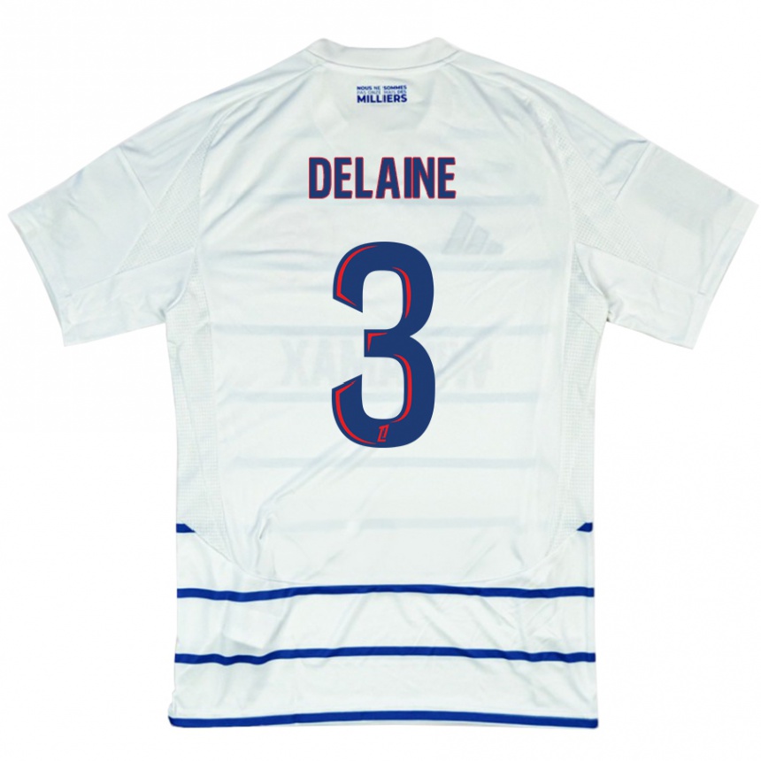 Kids Football Thomas Delaine #3 White Blue Away Jersey 2024/25 T-Shirt Za