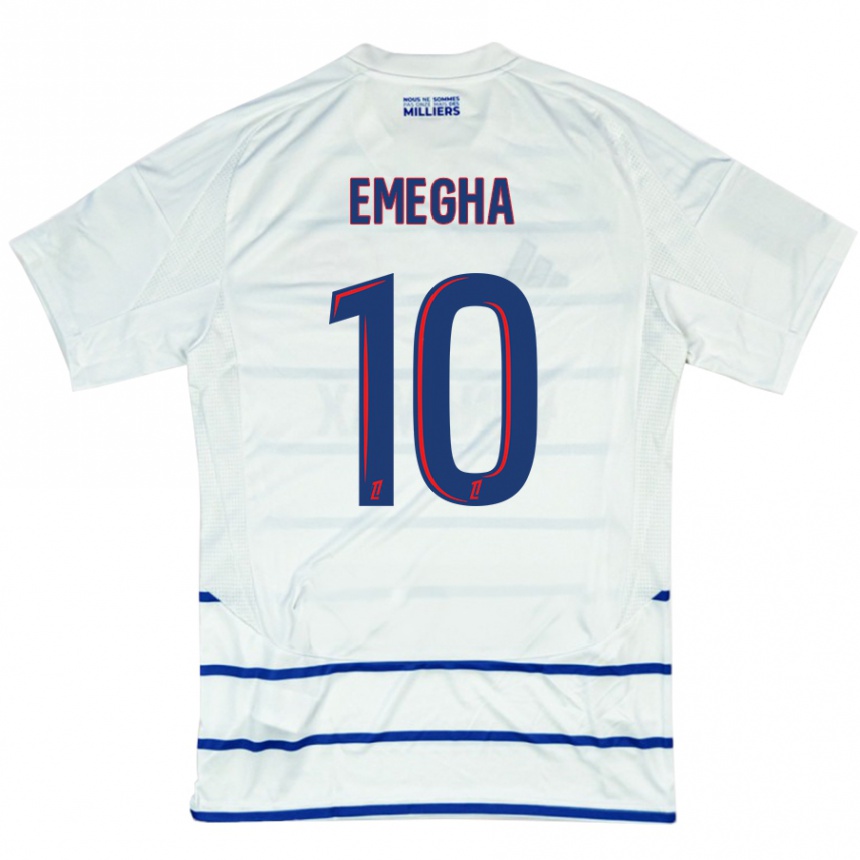 Kids Football Emanuel Emegha #10 White Blue Away Jersey 2024/25 T-Shirt Za