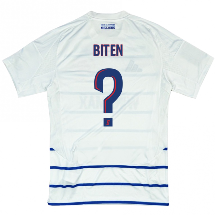 Kids Football Clancy Valère Biten #0 White Blue Away Jersey 2024/25 T-Shirt Za