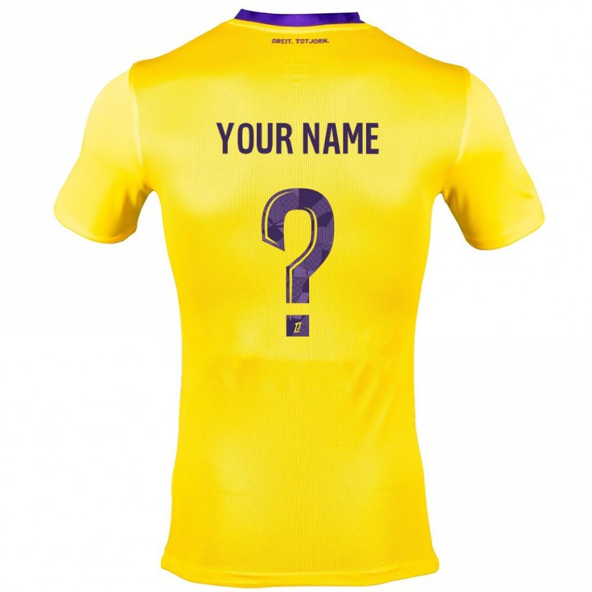 Kids Football Your Name #0 Yellow Purple Away Jersey 2024/25 T-Shirt Za