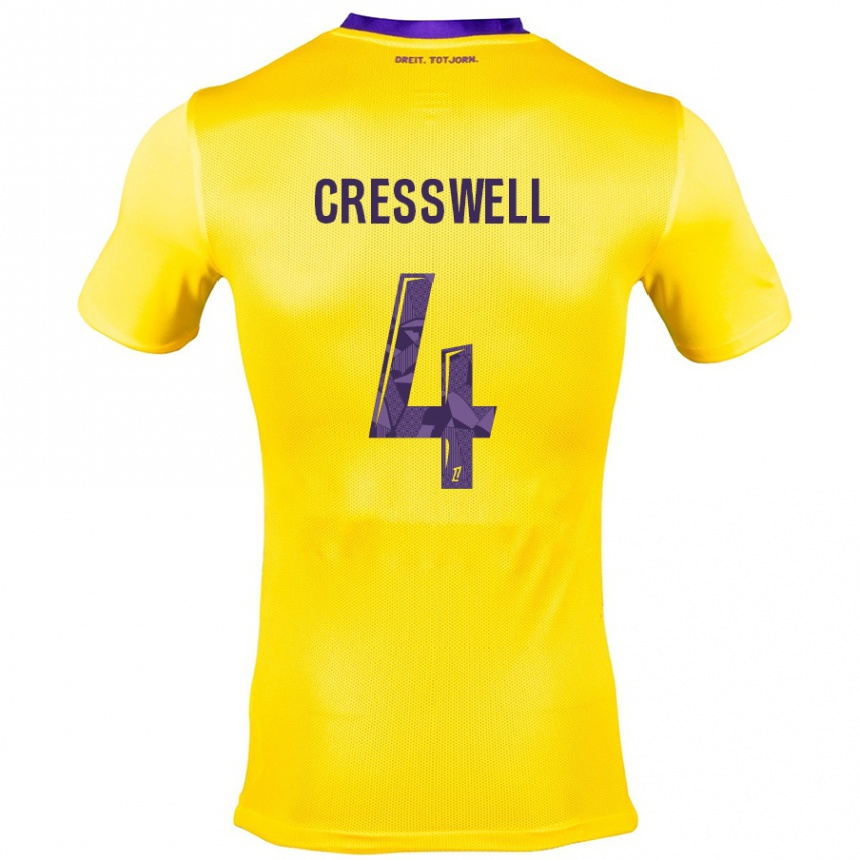 Kids Football Charlie Cresswell #4 Yellow Purple Away Jersey 2024/25 T-Shirt Za