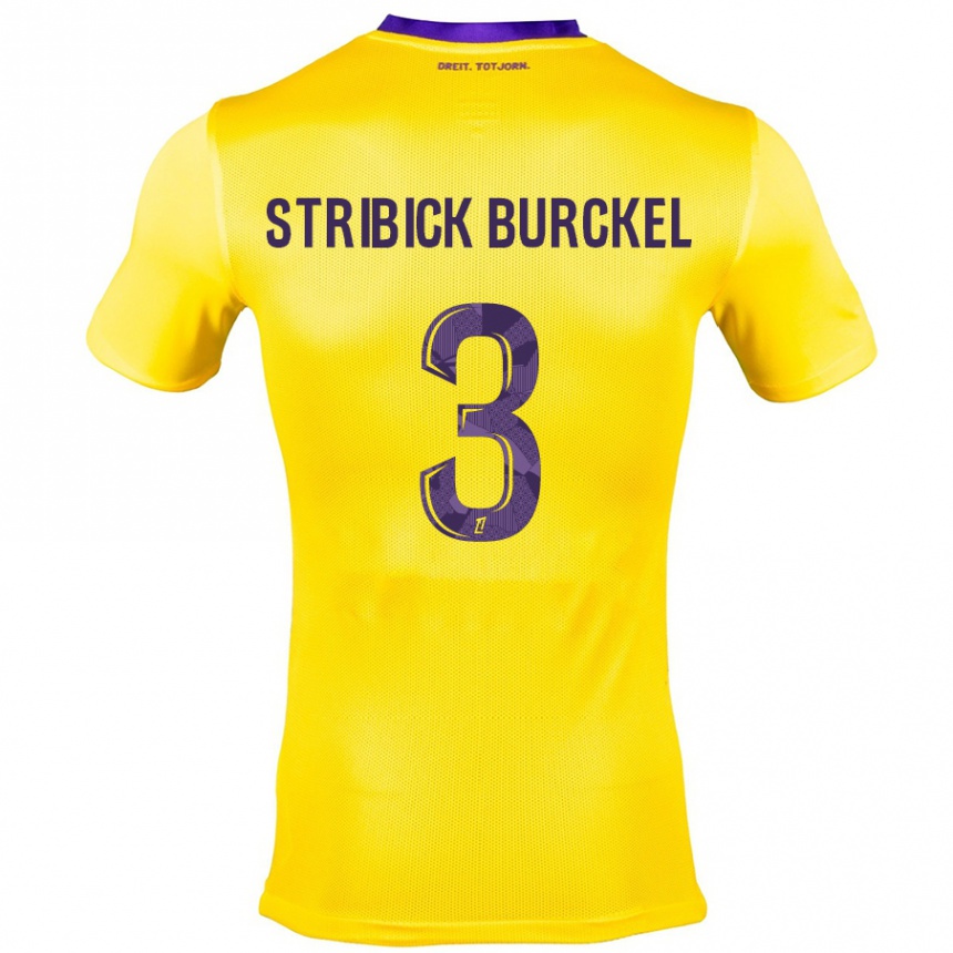 Kids Football Laetitia Stribick-Burckel #3 Yellow Purple Away Jersey 2024/25 T-Shirt Za