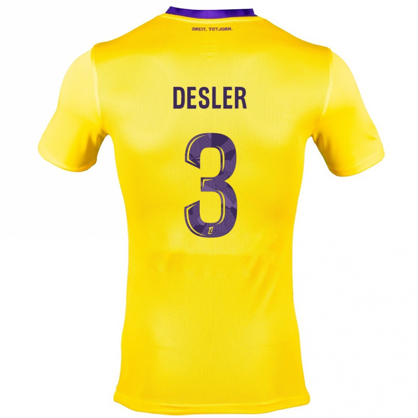 Kids Football Mikkel Desler #3 Yellow Purple Away Jersey 2024/25 T-Shirt Za