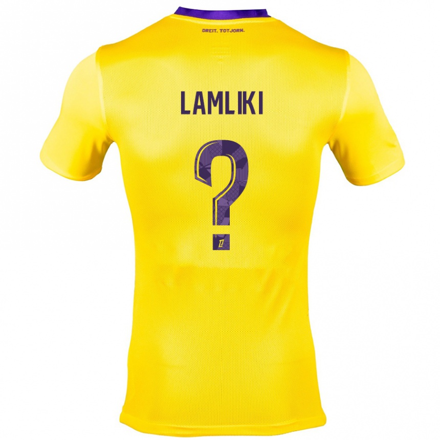 Kids Football Nassim Lamliki #0 Yellow Purple Away Jersey 2024/25 T-Shirt Za