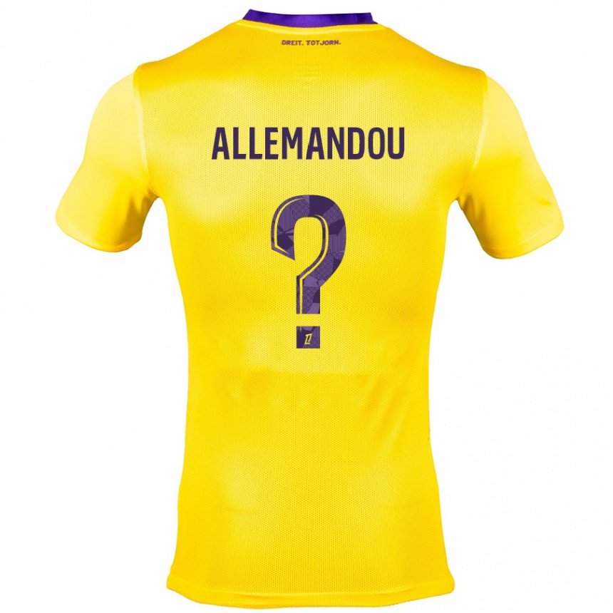 Kids Football Teddy Allemandou #0 Yellow Purple Away Jersey 2024/25 T-Shirt Za