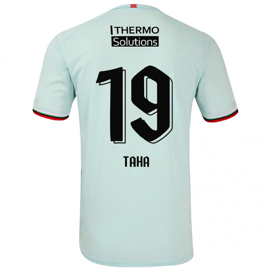 Kids Football Younes Taha #19 Light Green Away Jersey 2024/25 T-Shirt Za