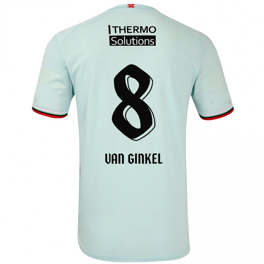 Kids Football Danique Van Ginkel #8 Light Green Away Jersey 2024/25 T-Shirt Za