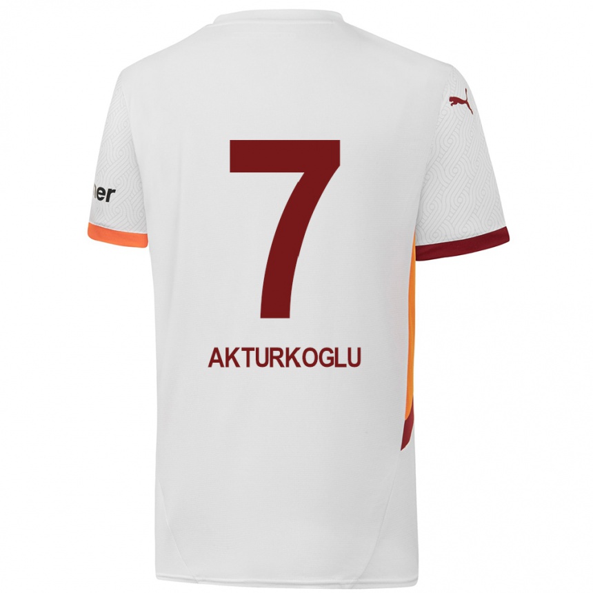 Kids Football Kerem Aktürkoğlu #7 White Yellow Red Away Jersey 2024/25 T-Shirt Za