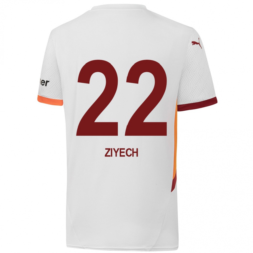 Kids Football Hakim Ziyech #22 White Yellow Red Away Jersey 2024/25 T-Shirt Za