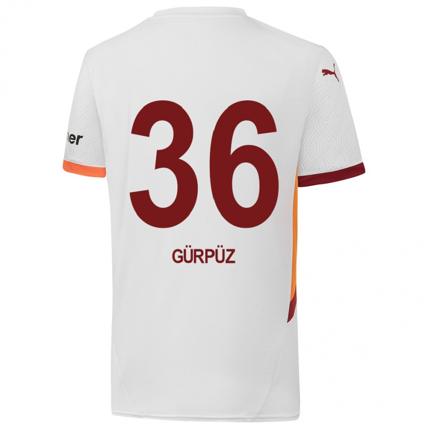 Kids Football Gökdeniz Gürpüz #36 White Yellow Red Away Jersey 2024/25 T-Shirt Za