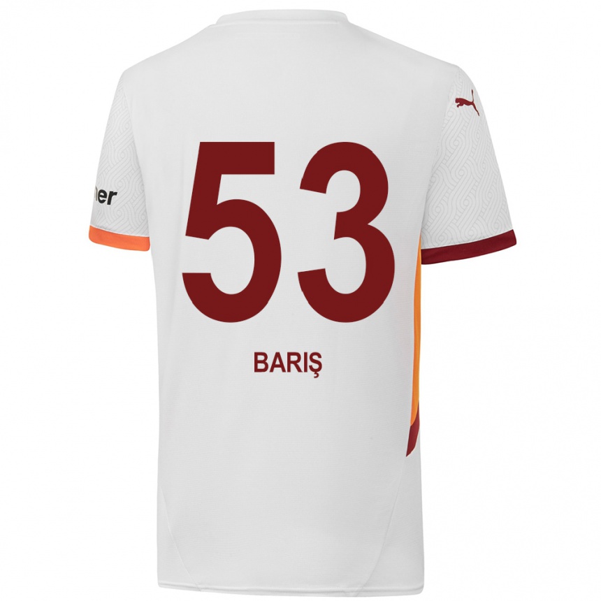 Kids Football Barış Alper Yılmaz #53 White Yellow Red Away Jersey 2024/25 T-Shirt Za