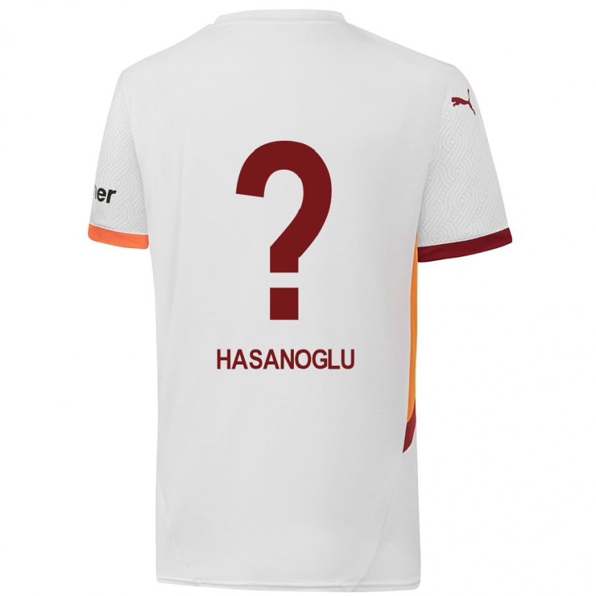 Kids Football Cinar Hasanoglu #0 White Yellow Red Away Jersey 2024/25 T-Shirt Za