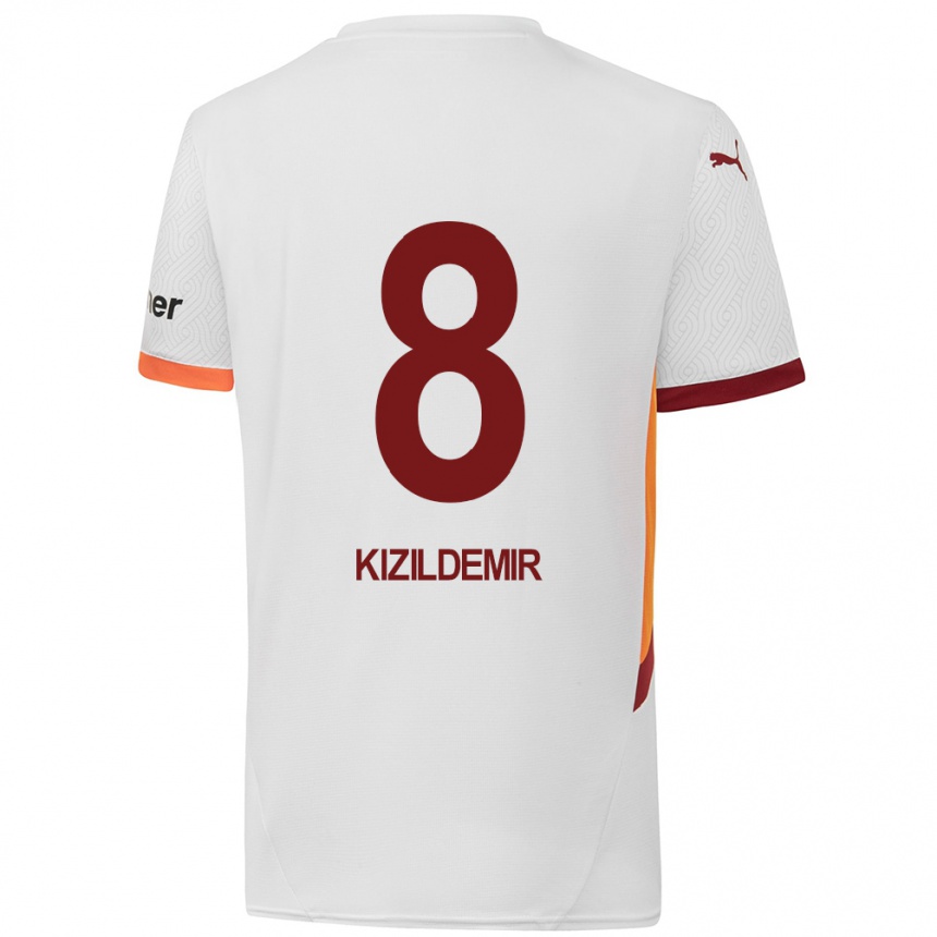 Kids Football Berk Kizildemir #8 White Yellow Red Away Jersey 2024/25 T-Shirt Za