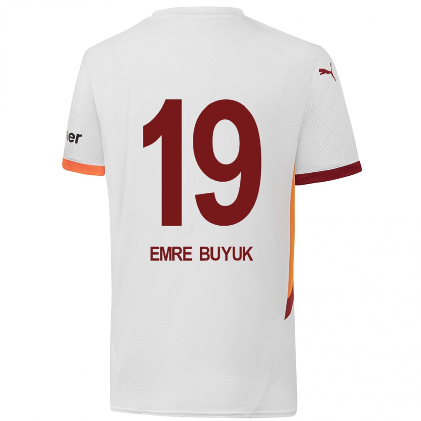 Kids Football Enes Emre Büyük #19 White Yellow Red Away Jersey 2024/25 T-Shirt Za