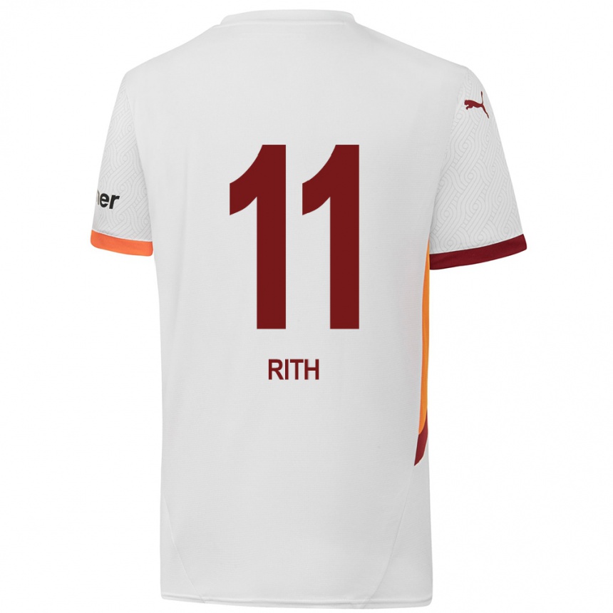 Kids Football Monique Rith #11 White Yellow Red Away Jersey 2024/25 T-Shirt Za