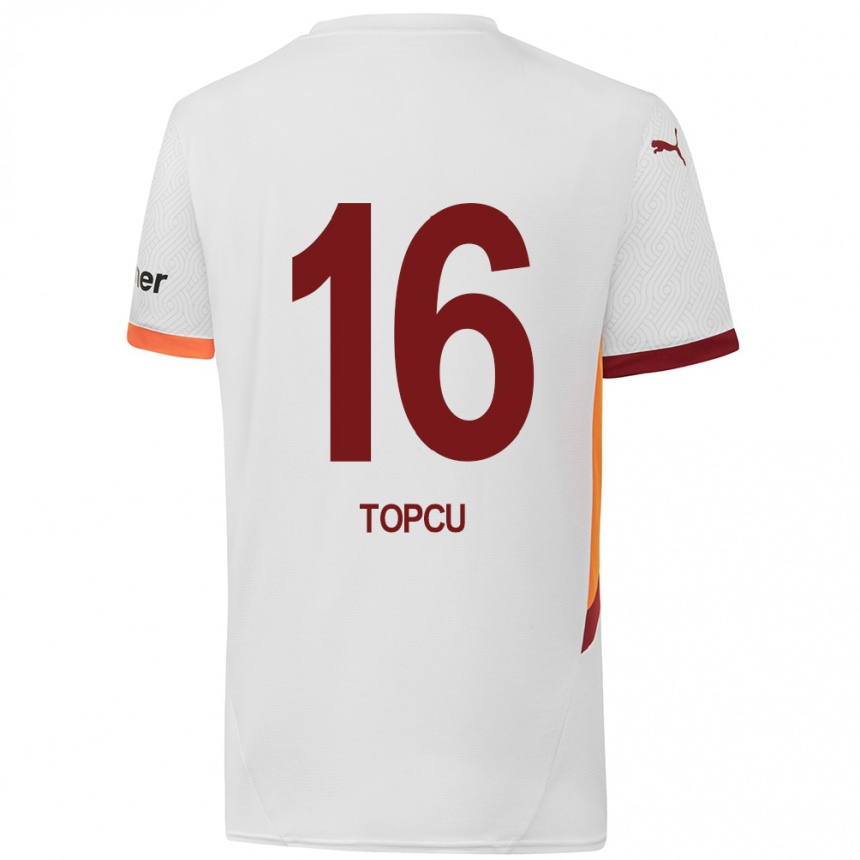 Kids Football Ebru Topçu #16 White Yellow Red Away Jersey 2024/25 T-Shirt Za