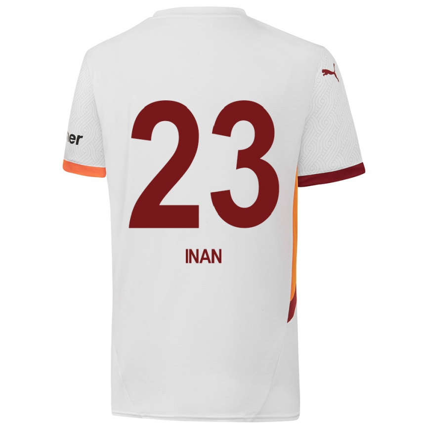 Kids Football Müge İnan #23 White Yellow Red Away Jersey 2024/25 T-Shirt Za