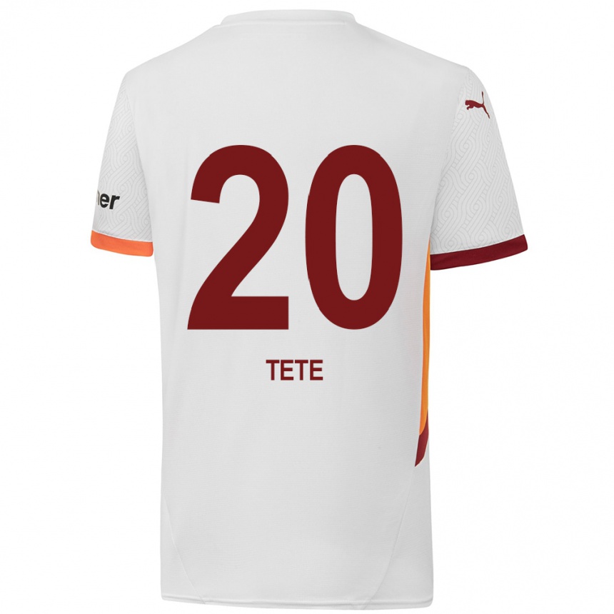 Kids Football Tete #20 White Yellow Red Away Jersey 2024/25 T-Shirt Za