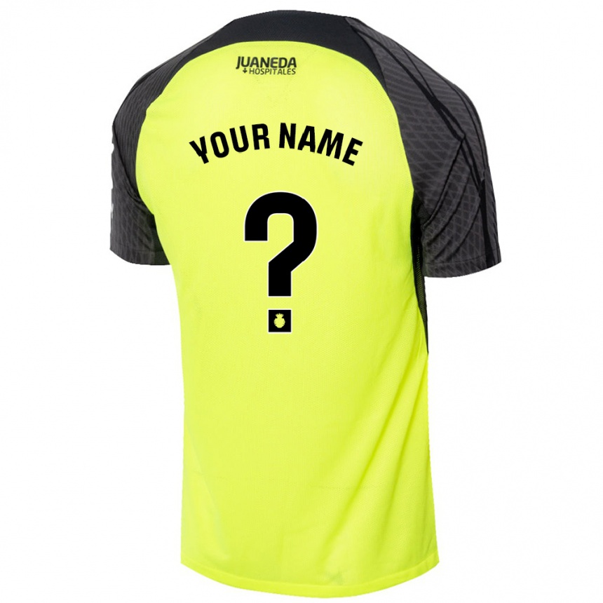 Kids Football Your Name #0 Fluorescent Green Black Away Jersey 2024/25 T-Shirt Za