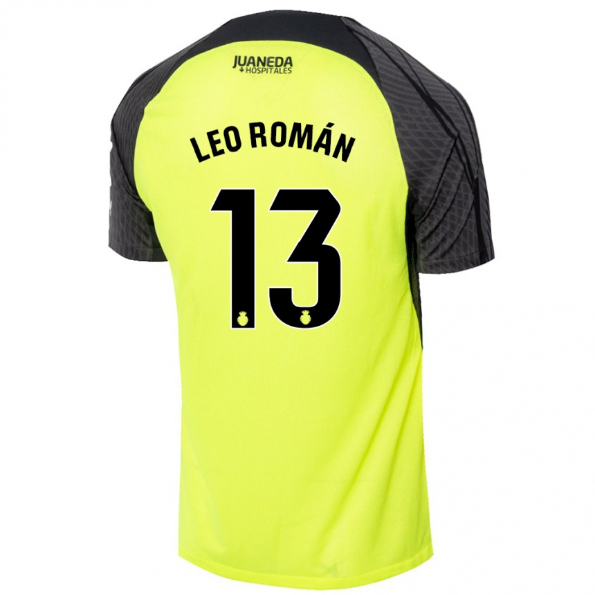 Kids Football Leo Román #13 Fluorescent Green Black Away Jersey 2024/25 T-Shirt Za