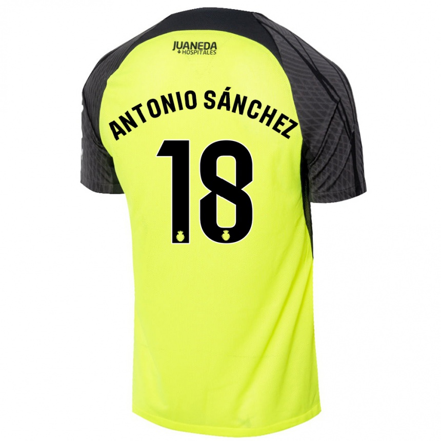 Kids Football Antonio Sánchez #18 Fluorescent Green Black Away Jersey 2024/25 T-Shirt Za