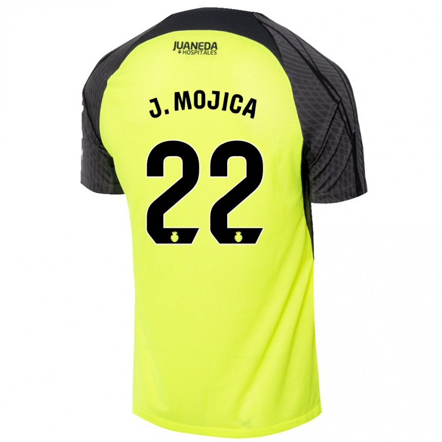 Kids Football Johan Mojica #22 Fluorescent Green Black Away Jersey 2024/25 T-Shirt Za