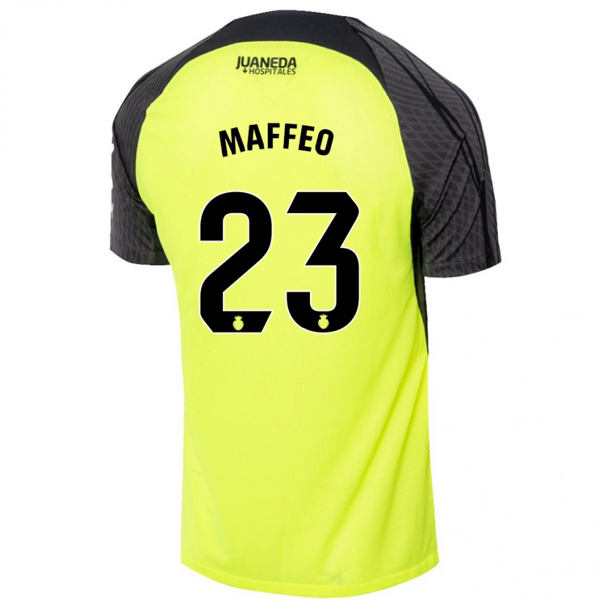 Kids Football Pablo Maffeo #23 Fluorescent Green Black Away Jersey 2024/25 T-Shirt Za