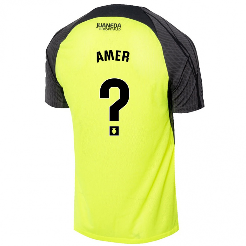 Kids Football Pere Amer #0 Fluorescent Green Black Away Jersey 2024/25 T-Shirt Za