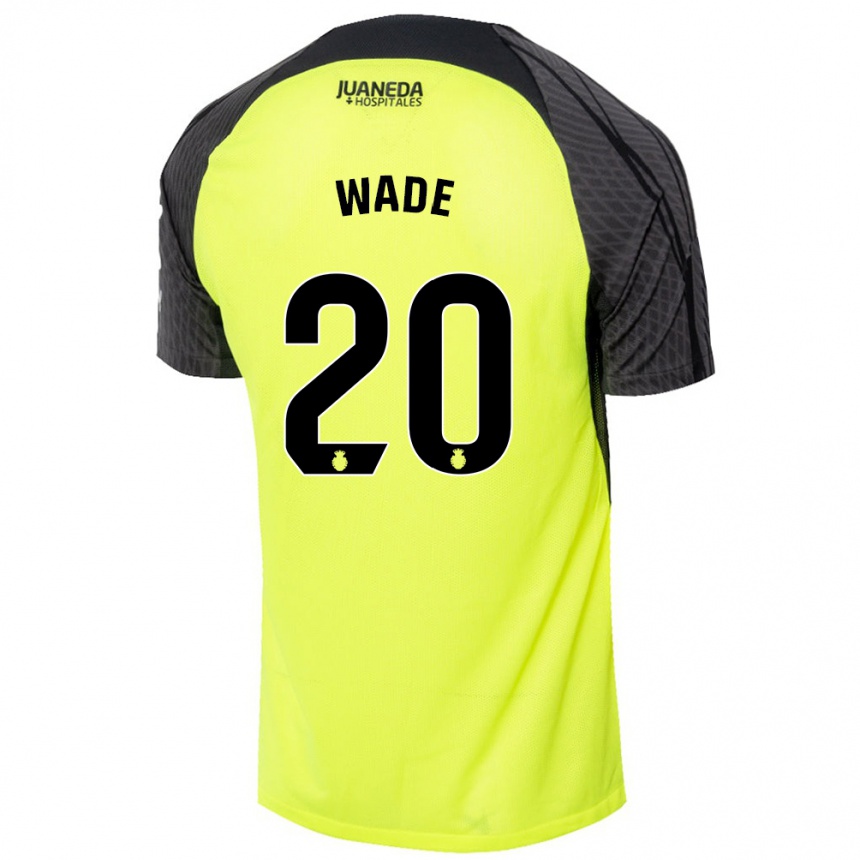 Kids Football Sebas Wade #20 Fluorescent Green Black Away Jersey 2024/25 T-Shirt Za